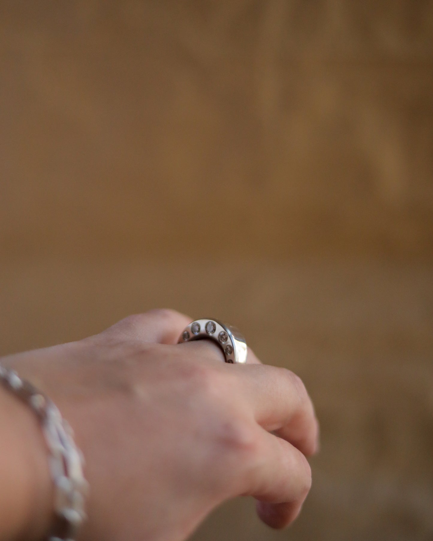 Swiss Cheese Bevel Ring