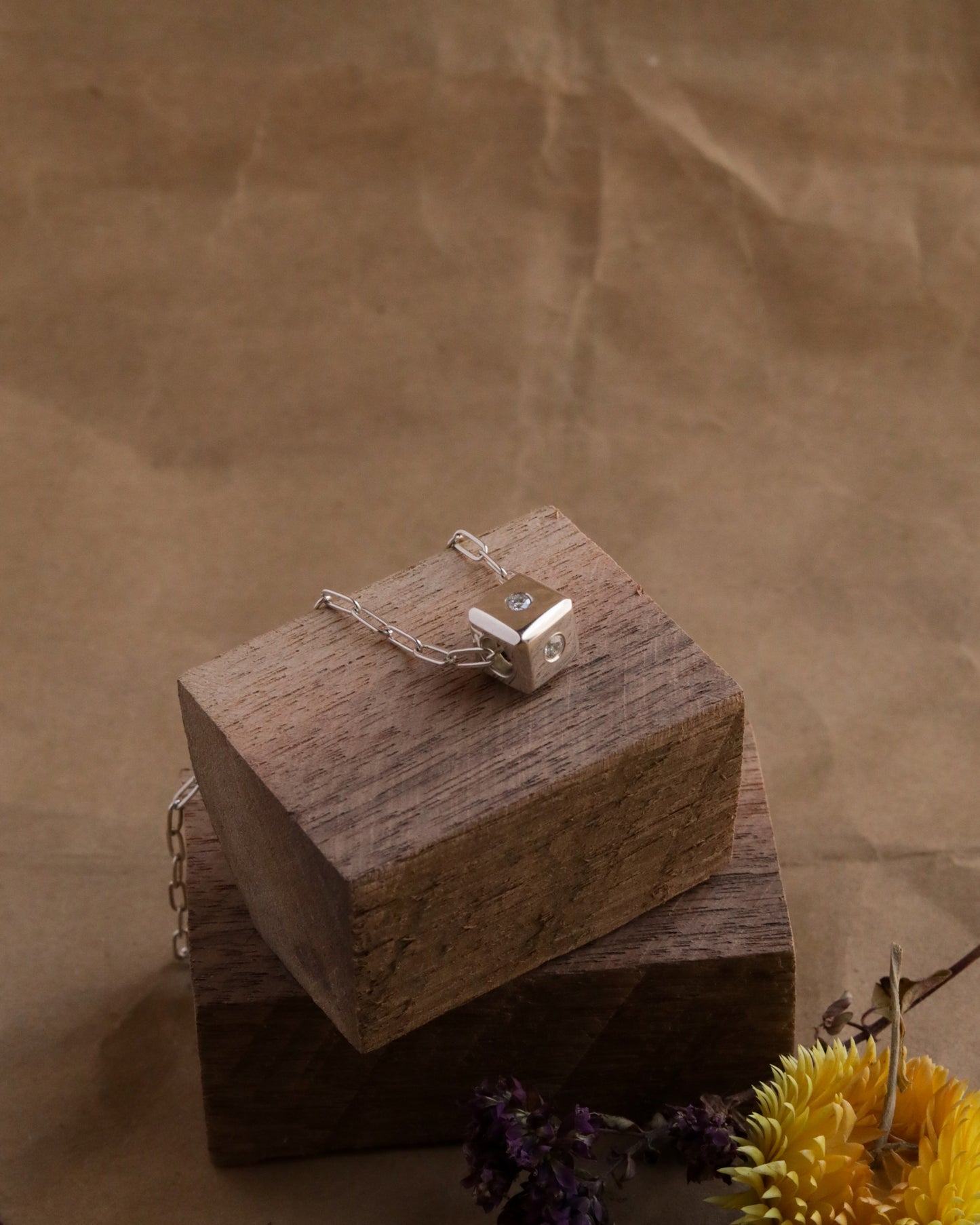 Square Bevel Diamond Necklace