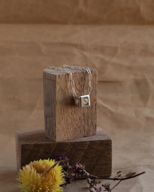 Square Bevel Diamond Necklace
