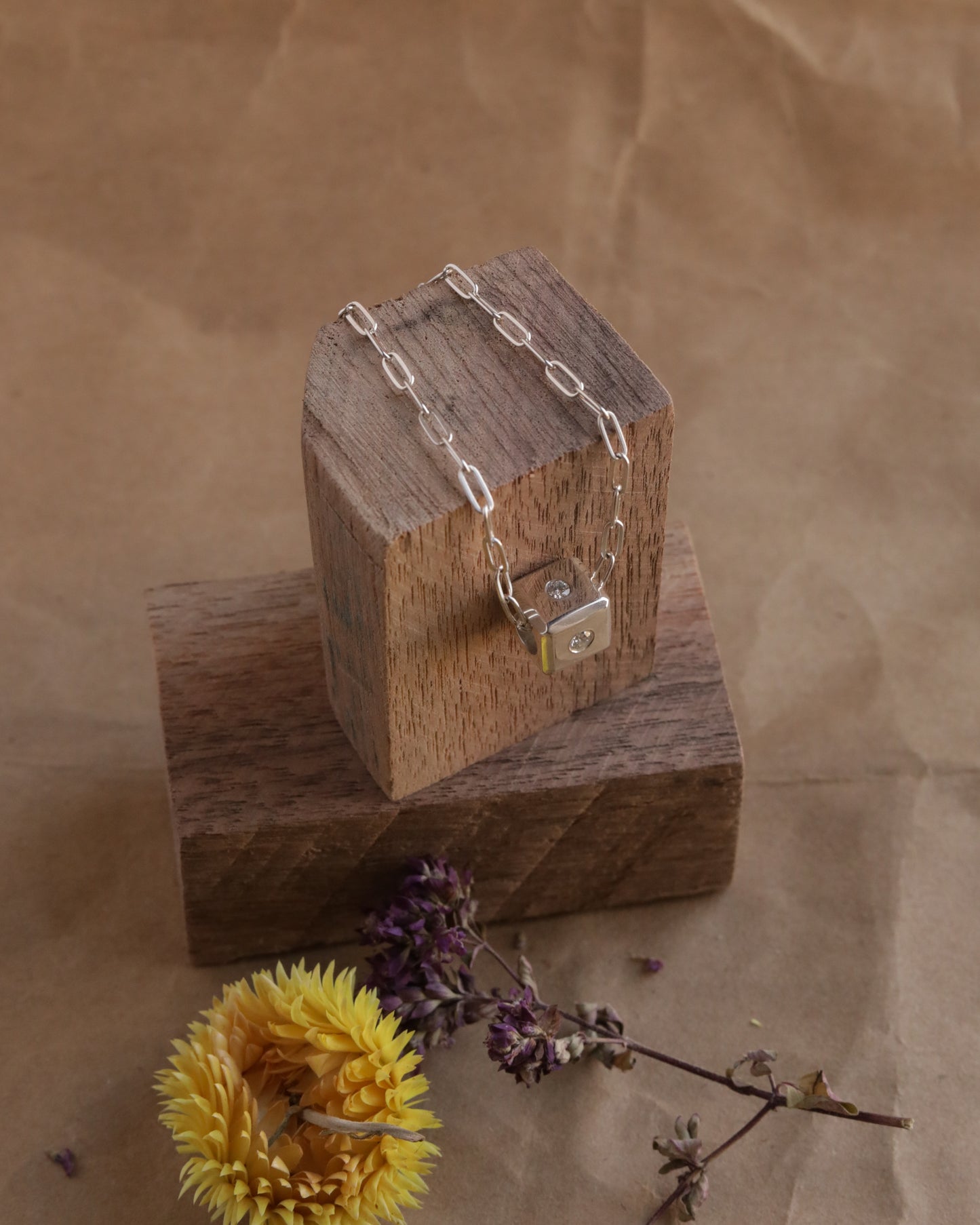 Square Bevel Diamond Necklace
