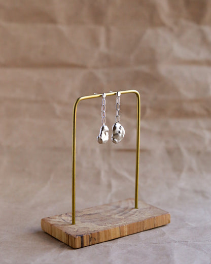 Silver Pearl Chain Earrings