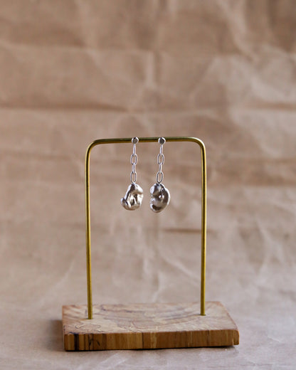 Silver Pearl Chain Earrings